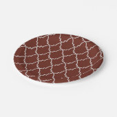 Burgund marokkanisches Gittermuster Pappteller (Schrägansicht)