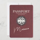 Burgund Marokko Passport Wedding Einladung (Rückseite)