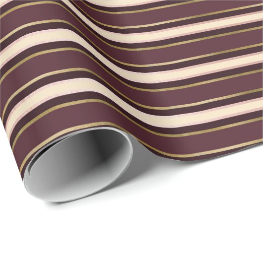 Burgund Maroon Gold Ivory Seepromenade Locarno Geschenkpapier (Rolleneckpunkt)