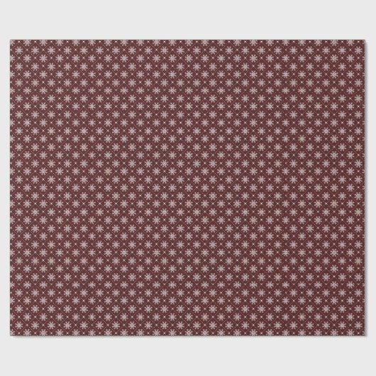 Burgund Maroon Weißer Schneeflocken Geschenkpapier (Flach)