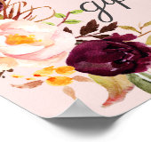 Burgund Marsala Blumenkarten & Geschenke Unterschr Poster (Ecke)