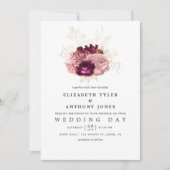 Burgund - Marsala Blush Pink and Gold Wedding Einladung (Vorderseite)