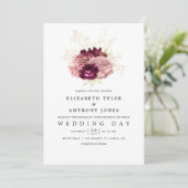 Burgund - Marsala Blush Pink and Gold Wedding Einladung (Stehend Vorderseite)