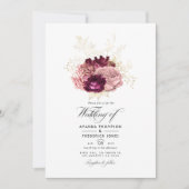 Burgund - Marsala Blush Pink and Gold Wedding Einladung (Vorderseite)