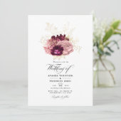 Burgund - Marsala Blush Pink and Gold Wedding Einladung (Stehend Vorderseite)