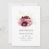 Burgund - Marsala Blush Pink and Gold Wedding Save The Date (Vorderseite)