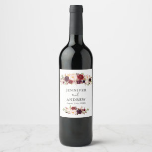 Burgund Marsala Gastgeschenk Hochzeit Weinkultur u Weinetikett