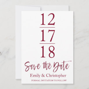 Burgund Marsala Modern Script Save The Date