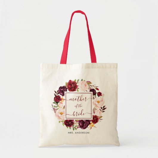 Burgund Marsala Mutter der Bride Tote Tag Tragetasche (Vorne)