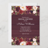 Burgund Marsala Rustikales Brautparty Einladung (Vorderseite)