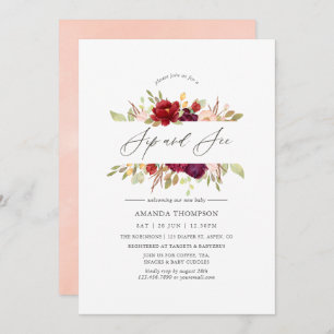 Burgund - Marsala und Blush, Sip and See Einladung