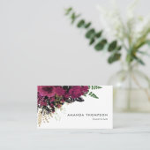Burgund - Marsala und Gold Floral Visitenkarte (Stehend Vorderseite)