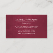 Burgund - Marsala und Gold Floral Visitenkarte (Rückseite)