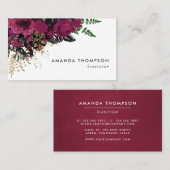 Burgund - Marsala und Gold Floral Visitenkarte (Vorne/Hinten)