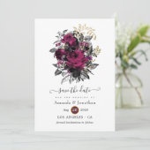 Burgund - Marsala und Gold Floral Wedding Save The Date (Stehend Vorderseite)