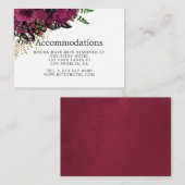 Burgund - Marsala und Gold Hochzeitsunterkünfte Begleitkarte (Vorne/Hinten)