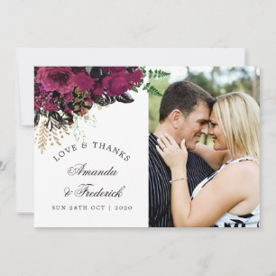 Burgund - Marsala und Gold Wedding Vielen Dank Dankeskarte