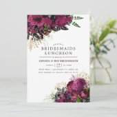 Burgund - Marsala und Goldbridmaids Luncheon Einladung (Stehend Vorderseite)