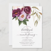 Burgund - Marsala und Peach Floral Bat Mitzvah Einladung (Vorderseite)