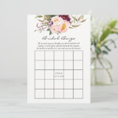 Burgund - Marsala und Peach Floral Bridal Bingo Einladung (Stehend Vorderseite)