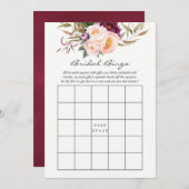 Burgund - Marsala und Peach Floral Bridal Bingo Einladung (Vorne/Hinten)