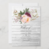Burgund - Marsala und Peach Rustic Floral Wedding Einladung (Vorderseite)