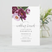 Burgund - Marsala und Peach Wedding Brunch Einladung (Stehend Vorderseite)