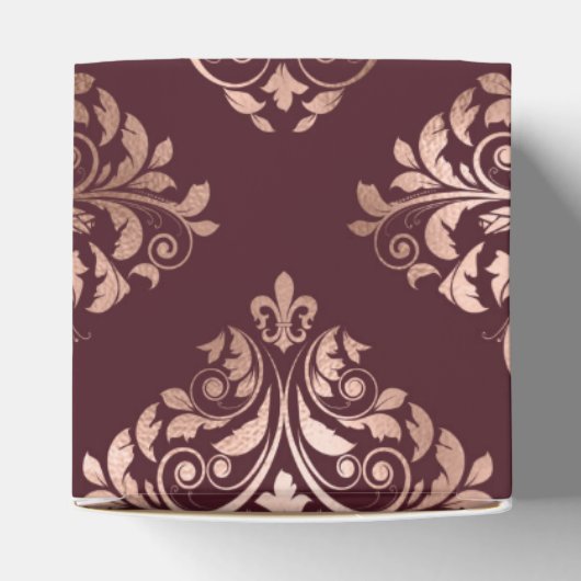 Burgund - Marsala und Rose Gold Damask Hochzeit Geschenkschachtel (Oben)