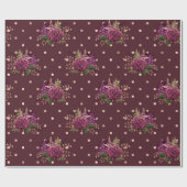 Burgund - Marsala und Rose Gold Floral Geschenkpapier (Flach)