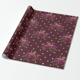 Burgund - Marsala und Rose Gold Floral Geschenkpapier