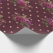 Burgund - Marsala und Rose Gold Floral Geschenkpapier (Ecke)