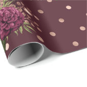 Burgund - Marsala und Rose Gold Floral Geschenkpapier (Rolleneckpunkt)