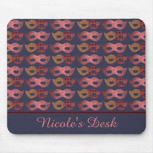 Burgund-Masken-Muster Personalisiert Mousepad (Vorne)