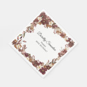 Burgund Mauve White Fall Blume 90. Geburtstag Serviette (Ecke)