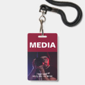 Burgund | Media All Access Pass Event-ID Ausweis (Vorderseite mit Lanyard)