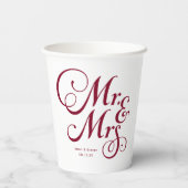Burgund mehr und mrs moderne rustikale personalisi pappbecher (Rückseite)
