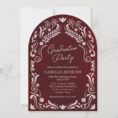 Burgund Mexican Papel Picado Foto Abschluss Einladung (Vorderseite)