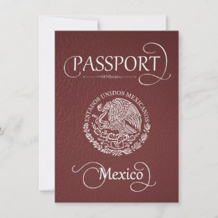 Burgund Mexico Pass Save the Date Karte