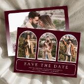 Burgund Minimaler Bogen Foto QR-Code Hochzeit Save The Date