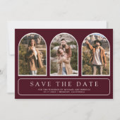 Burgund Minimaler Bogen Foto QR-Code Hochzeit Save The Date (Vorderseite)