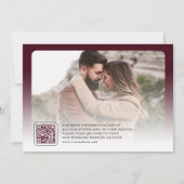 Burgund Minimaler Bogen Foto QR-Code Hochzeit Save The Date (Rückseite)