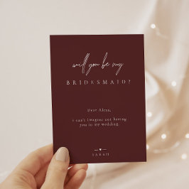 Burgund Minimalistisch werden Sie meine Bridesmaid Einladung