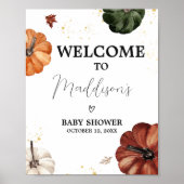 Burgund Minimalistischer Herbstpumpen Willkommen Poster (Vorne)