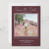Burgund Minimalistisches Foto Save the Date (Vorderseite)