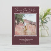 Burgund Minimalistisches Foto Save the Date (Stehend Vorderseite)