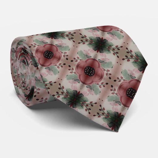 Burgund mit Beige Krawatte (Gerollt)