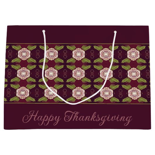 Burgund mit Blumenmuster Große Geschenktüte (Vorderseite)