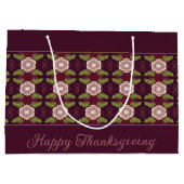 Burgund mit Blumenmuster Große Geschenktüte (Rückseite)