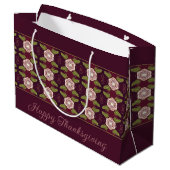 Burgund mit Blumenmuster Große Geschenktüte (Rückseite Schrägansicht)