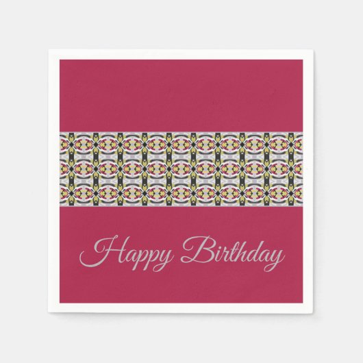 Burgund mit dekorativem Muster Serviette (Vorderseite)